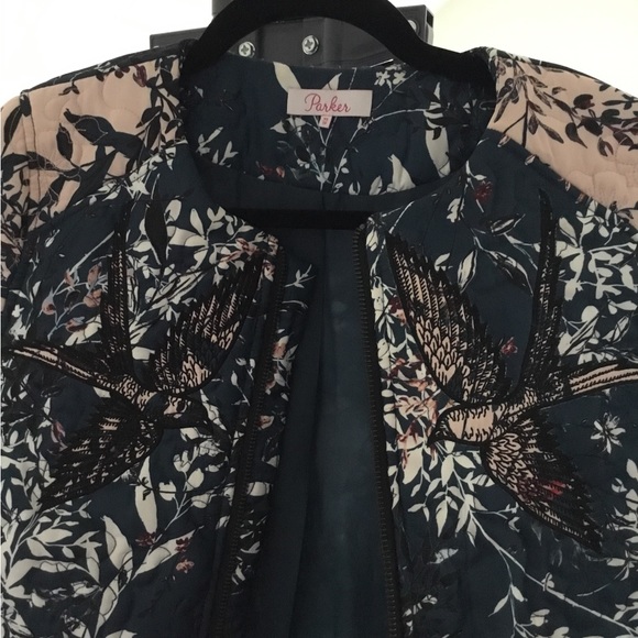Beautiful Parker bomber jacket with embroidered birds on the front. - Picture 3 of 3